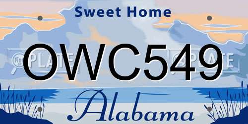 OWC549 Alabama License Plate