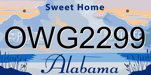 OWG2299 Alabama License Plate