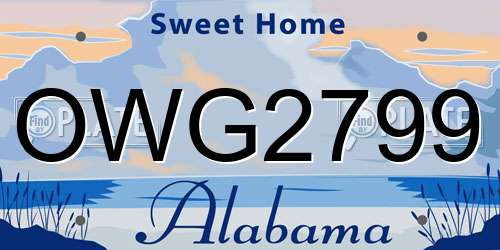 OWG2799 Alabama License Plate