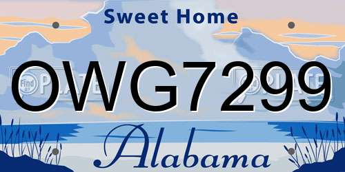 OWG7299 Alabama License Plate