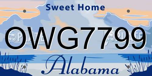 OWG7799 Alabama License Plate