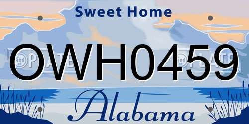 OWH0459 Alabama License Plate