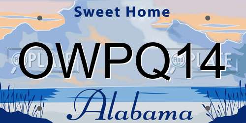 OWPQ14 Alabama License Plate