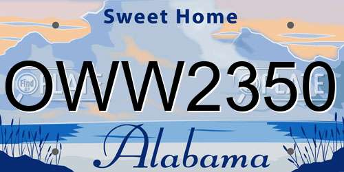 OWW2350 Alabama License Plate