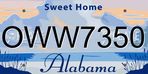 OWW7350 Alabama License Plate