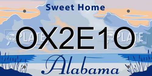 OX2E1O Alabama License Plate