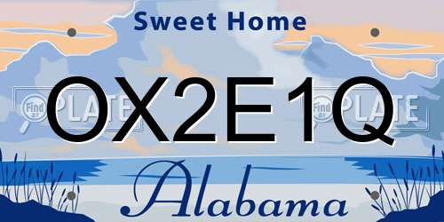 OX2E1Q Alabama License Plate