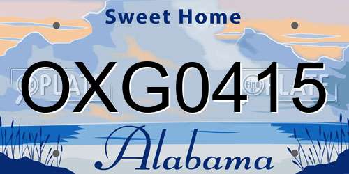 OXG0415 Alabama License Plate