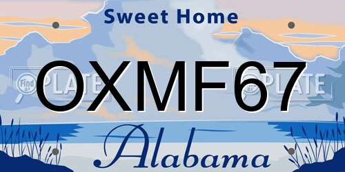 OXMF67 Alabama License Plate