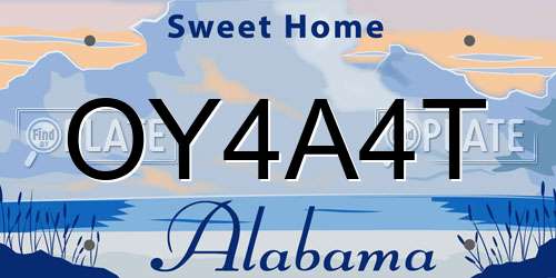 OY4A4T Alabama License Plate