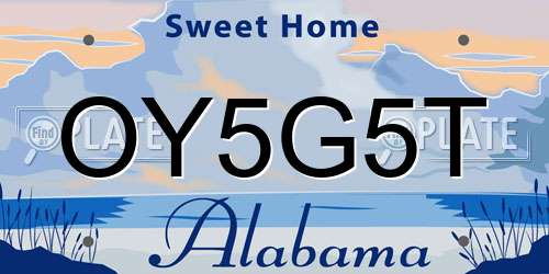 OY5G5T Alabama License Plate