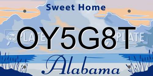 OY5G8T Alabama License Plate