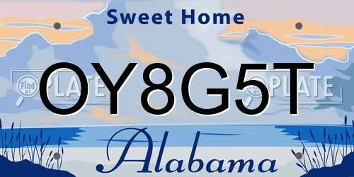 OY8G5T Alabama License Plate