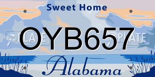 OYB657 Alabama License Plate