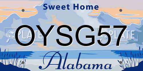 OYSG57 Alabama License Plate