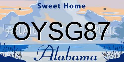 OYSG87 Alabama License Plate