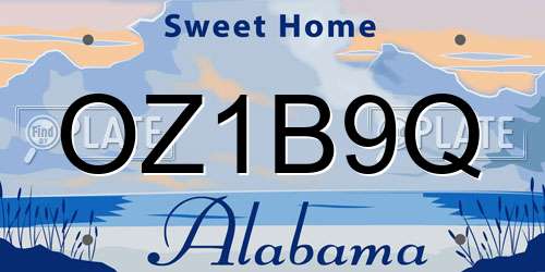 OZ1B9Q Alabama License Plate