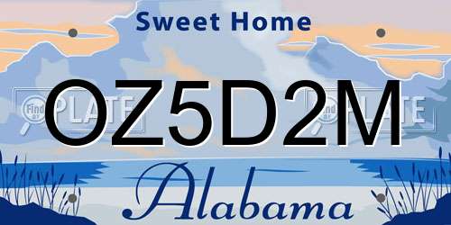 OZ5D2M Alabama License Plate