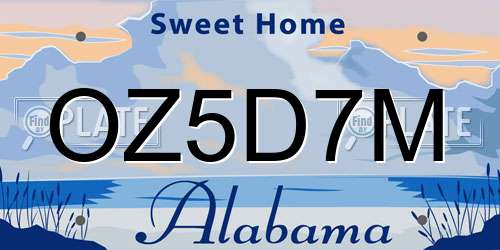 OZ5D7M Alabama License Plate