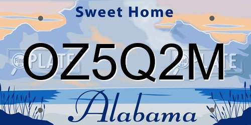 OZ5Q2M Alabama License Plate