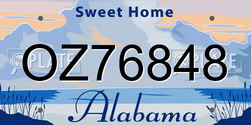 OZ76848 Alabama License Plate