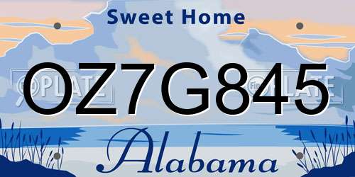 OZ7G845 Alabama License Plate