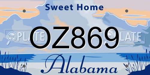 OZ869 Alabama License Plate