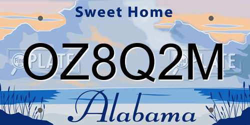 OZ8Q2M Alabama License Plate