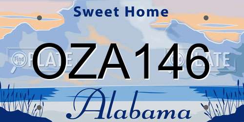 OZA146 Alabama License Plate