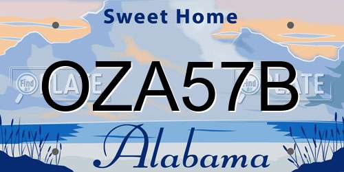 OZA57B Alabama License Plate