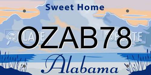 OZAB78 Alabama License Plate