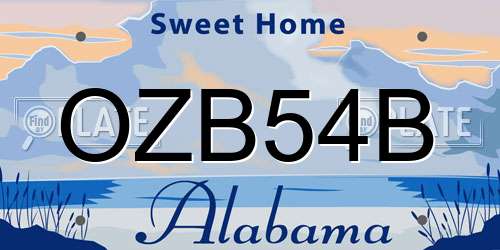 OZB54B Alabama License Plate