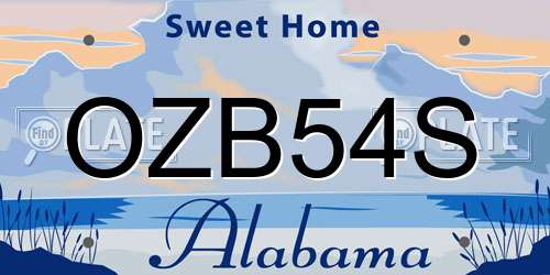 OZB54S Alabama License Plate