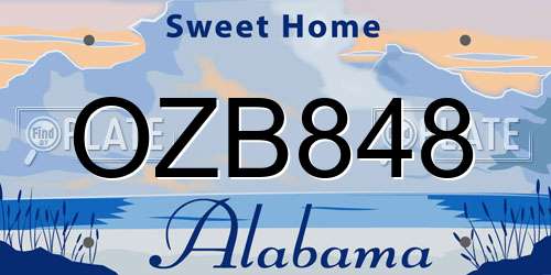 OZB848 Alabama License Plate