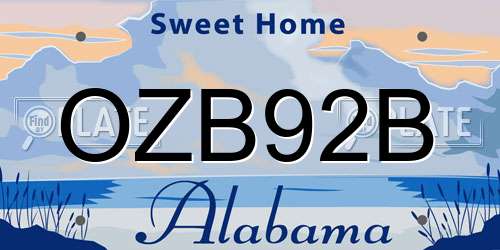OZB92B Alabama License Plate