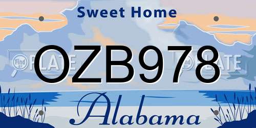 OZB978 Alabama License Plate