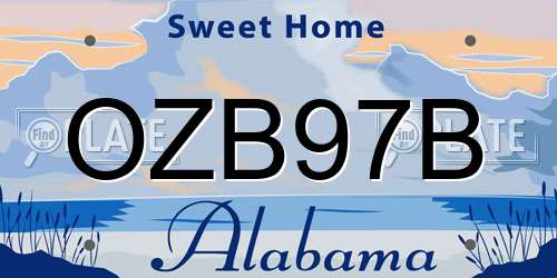OZB97B Alabama License Plate