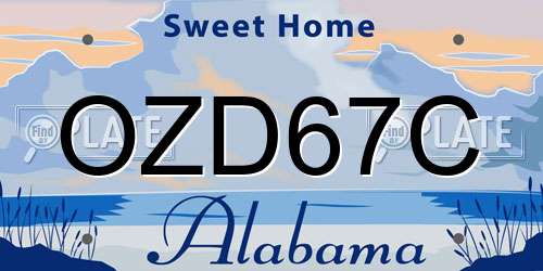 OZD67C Alabama License Plate