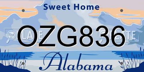 OZG836 Alabama License Plate