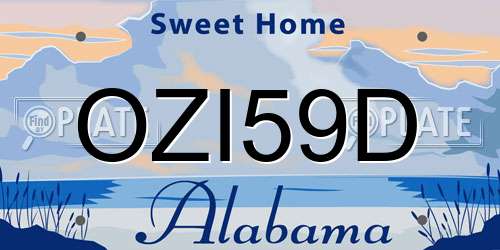 OZI59D Alabama License Plate