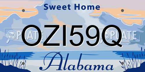 OZI59Q Alabama License Plate