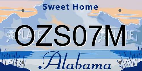 OZS07M Alabama License Plate