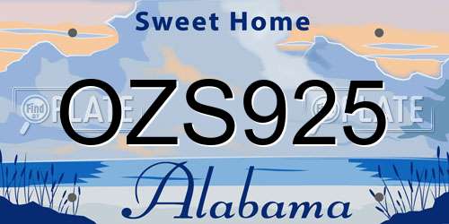 OZS925 Alabama License Plate