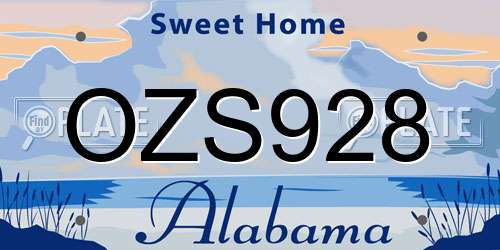 OZS928 Alabama License Plate