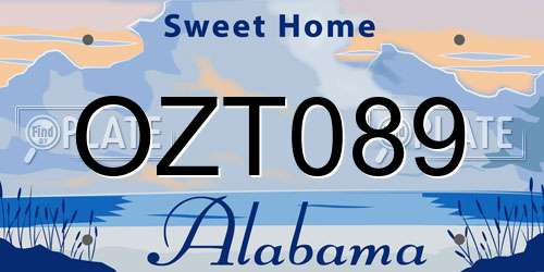 OZT089 Alabama License Plate