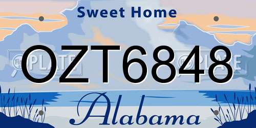 OZT6848 Alabama License Plate