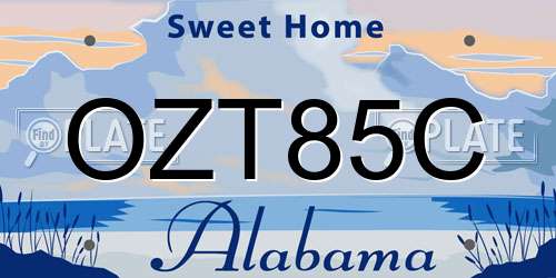 OZT85C Alabama License Plate