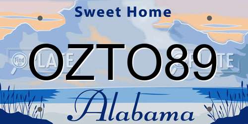 OZTO89 Alabama License Plate