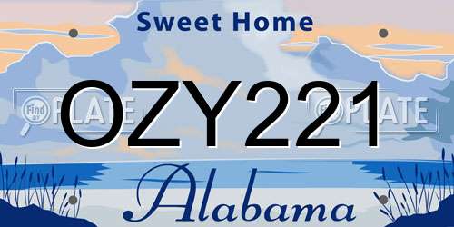 OZY221 Alabama License Plate