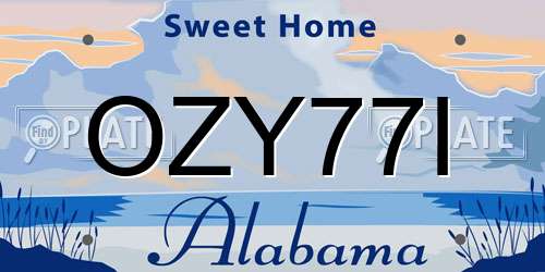 OZY77I Alabama License Plate